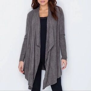 Barefoot dreams bamboo chic lite gray high low sweater cardigan